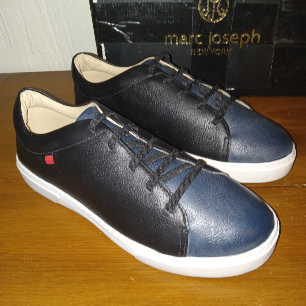 Marc Joseph New York Clarkson St Mens 6.5 Black Ice Blue Grain Leather Sneakers - Picture 6 of 14